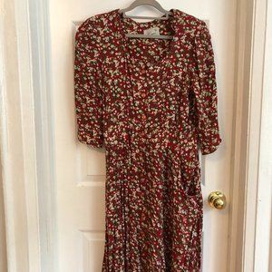 Floral Dress with Pockets, Shoulder Pads